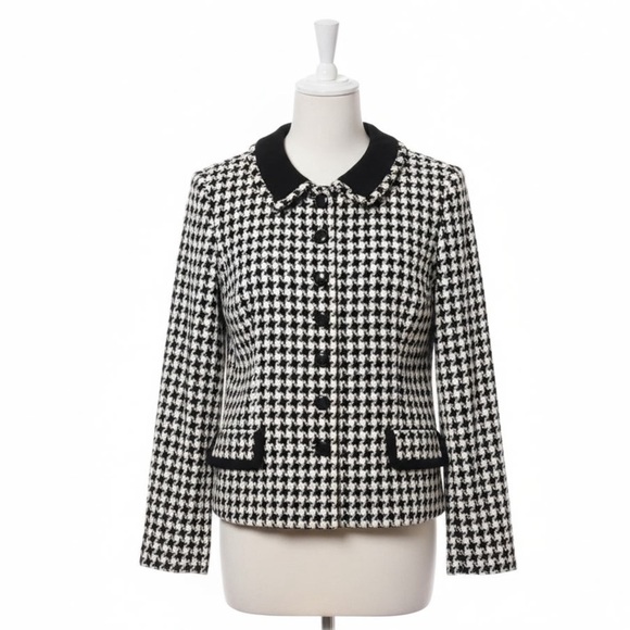 Valerie Stevens Jackets & Blazers - Valerie Stevens Pure Wool Houndstooth Size 8 Blazer Vintage EUC